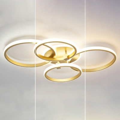 Ring Flush Mount Light 5 Lights Creative Modern Metal and Acrylic Shade LED Ceiling Light for Living Room