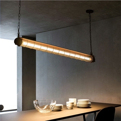 1-Light Rustic Linear Pendant Lighting For Kitchen Island Linear Pendant Ideas