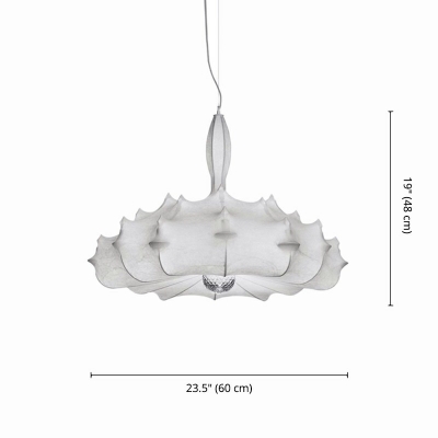 Silk Pendant Lamp Contemporary Suspended Lighting Fixture White in 3 Light
