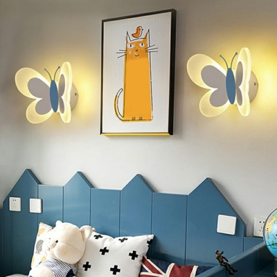 Simple Style Butterfly Shape Sconce Light 1 Light Metal LED Bedroom Wall Mount Light Fixture