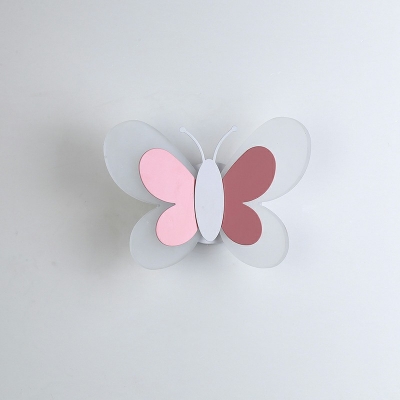 Simple Style Butterfly Shape Sconce Light 1 Light Metal LED Bedroom Wall Mount Light Fixture