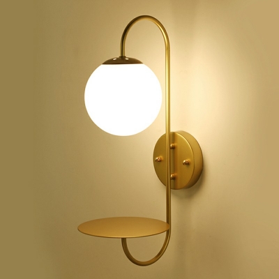 Single-Bulb Frosted Glass Globe Wall Light Modernism Stair Hallway Wall Sconce Light