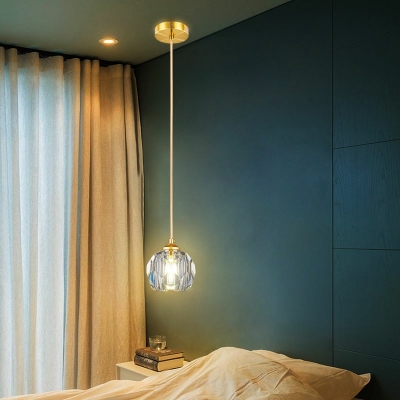 Single Light Metal Modern Hanging Lamp Crystal Pendant Lighting Fixtures