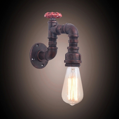 Single Light Water Pipe Wall Sconce Light Bronze Finish Industrial Style Metal Wall Mounted Lamp for Corridor