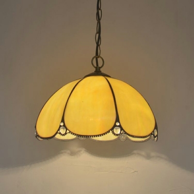 Stained Glass Pendant Light Single Bulb Tiffany Style Hanging Light for Villa