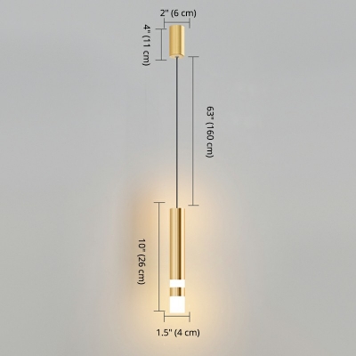 Tubular Hanging Lamp 1-Light Pendant Ceiling Lights in Contemporary Style