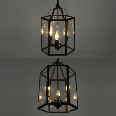 Vintage Style Birdcage Chandelier Light 3 Lights Metal Pendant Lighting Decoration in Black