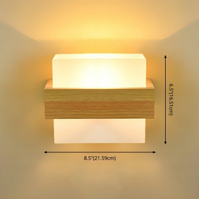 Wood Frame Wall Lighting Contemporary Single Head Wood Sconce Light Fixture for Living Room