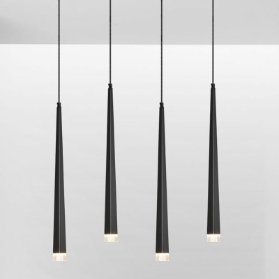 1 Light Acrylic Hanging Lamp Kit Modern Black Minimalist Tapered Hanging Light Fixture