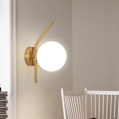 1 Light Modern Metal Wall Sconces Lighting Living Room Wall Light with Glass