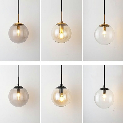 1 Light Hanging Glass Lamp Ball Pendant Industrial Metal Hanging Light for Living Room