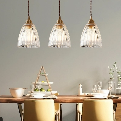 1-Light Pendant Light Fixture Contemporary Style Cup Shape Prismatic Glass Hanging Lamp