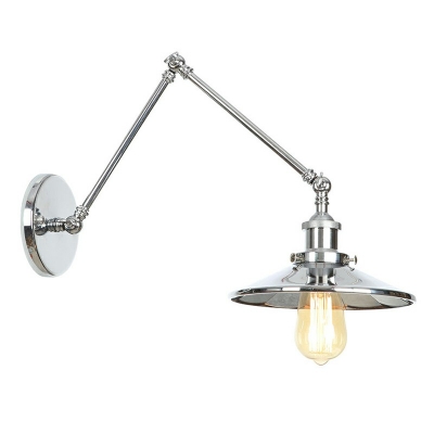 Adjustable Arm Wall Light Simple Industrial Metal 1 Light Cone Shade Wall Sconce for Bedroom