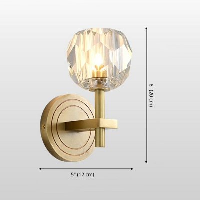 Armed Wall Sconce Light Post-Modern Nordic Glass and Metal Shade Wall Light for Bedroom