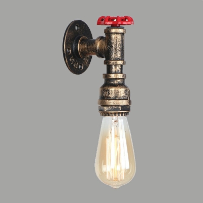 Bare Bulb Mini Wall Sconce Industrial Metal 1 Light Wall Mount Light in Antique Brass