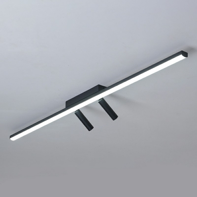Black Linear Flushmount Lighting Minimalism Iron Led Flush Ceiling Light with Spotlight