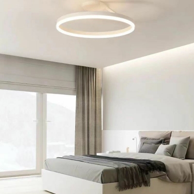 Circle Flush Mount Lamp Modern Contracted Metal and Arcylic Shade Ceiling Light for Living Room
