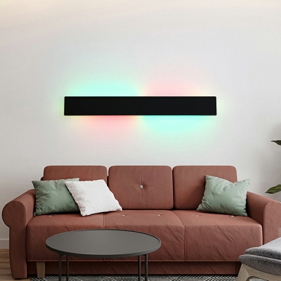 Contemporary Style Rectangular Metal LED Wall Sconce Black Decorative RGB Indoor Room Wall Mount Light