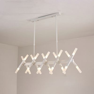 Crossed Adjustable Island Light Fixture 20 Lights Modern Contracted Metal Shade Lamp for Bedroom
