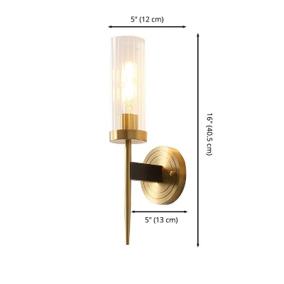 Cylinder Sconce Light Fixture Modern Metal and Glass Shade Wall Mount Light for Bedroom