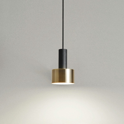 Cylindrical Industrial Warehouse Pendant Light Metal Farmhouse Style Ceiling Light Fixtures in Black