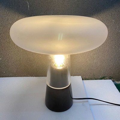 Glass Table Light Black and White Modern 1 Head Nightstand Lamp with Tube Marble Base