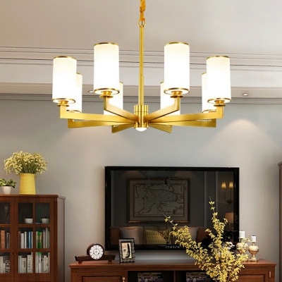 Gold Chandelier Contemporary Style Metal Shade Suspension Lamp for Living Room