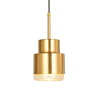 Gold Cylinder Shape Hanging Lamp Nordic Style Glass 5.5