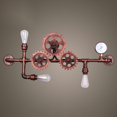 Industrial Vintage Water Pipe Lighting Fixture 3 Heads Wall Mounted Lights for Foyer