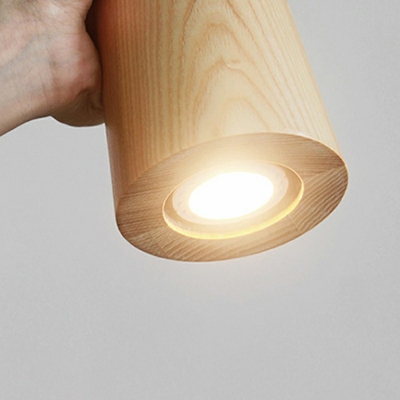 Japanese Style LED Hanging Light Modern and Simple Wood Pendant Light for Bedside