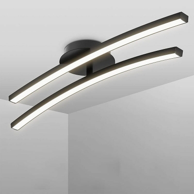 Linear Flush Mount Lamp 2 Lights Contemporary Modern Metal and Acrylic Shade Indoor Ceiling Light