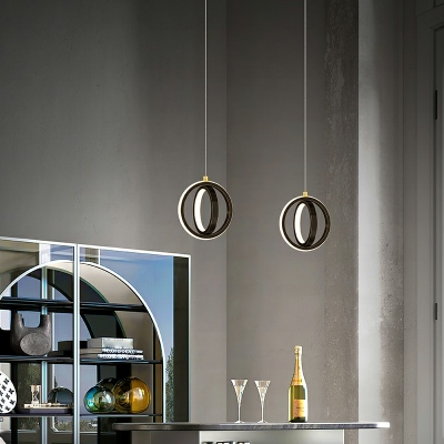 Minimalisma Metal LED Hanging Light 2 Rings Acrylic Lighting for Bar Dinning Room
