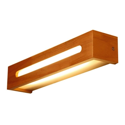Minimalist Contemporary Rectangle Shape Wall Mounted Light Bathroom Mirror Front Lamp Fixture Wood
