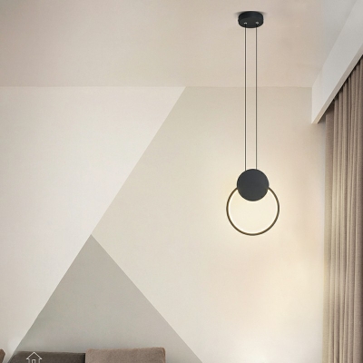 Modern 1-Light Hanging Lamp Kit Integrated LED Geometric Ceiling Suspension Lamp