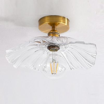 Modern Gold Flush Mount Ceiling Light Fixture 1 Head Glass Flower Flush Ceiling Light Fixture