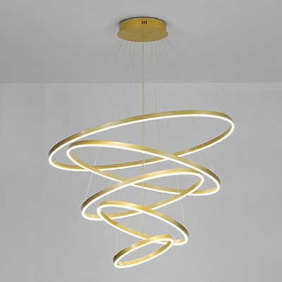 Modern Minimalist Pendant Lamp 5-Tier Arcylic Ring LED Circle Chandelier for Living Room