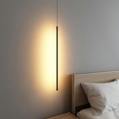 Modern Simple Style Linear Pendant Light Aluminum LED Hanging Light for Sleeping Room