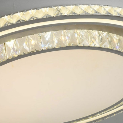 Modern Style Double Layer Ring Shaped Flush Mount Light Crystal 2 Light Ceiling Light for Living Room
