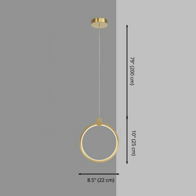 Modern Style LED Hanging Light Platting Metal Acrylic Ring Pendant Light for Bedside