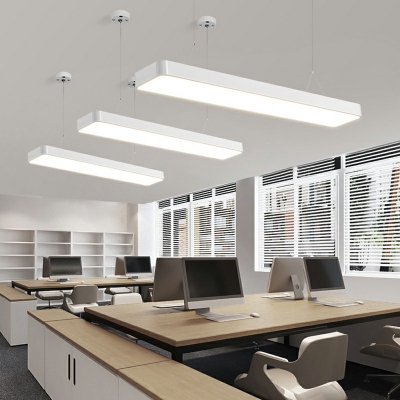 Modern Style Linear Pendant Light Metal Acrylic LED Hanging Light for Office Factory