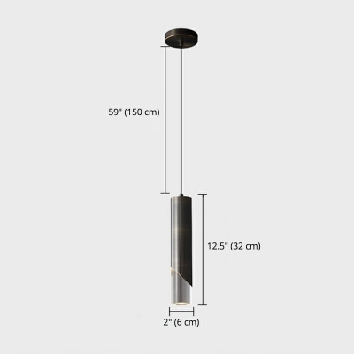 Modern Style Minimalisma Hanging Light LED Acrylic Metal Cylinder Pendant Light for Bar Coffee Shop