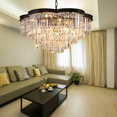 Modern Style Round Shaped Pedent Light Crystal 12 Light Hanging Lamp for Living Room