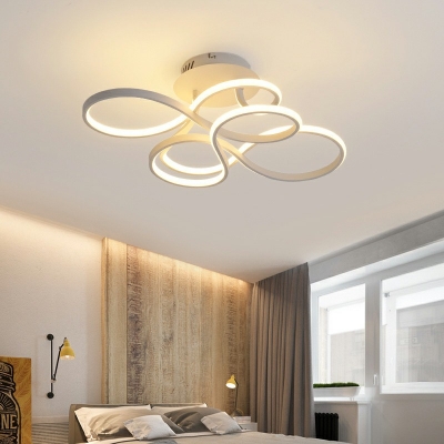 Modern Style Semi Flush Mount Light Metal 1 Light Ceiling Light for Bedroom