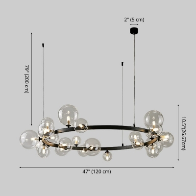 Modernist Chandelier Round Glass Hanging Lamps for Living Room Bedroom Dining Room
