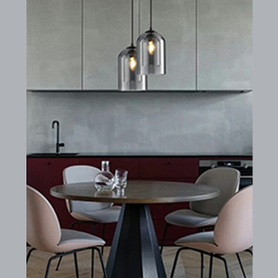 Nordic Style Glass Pendant Light 2 Layers of Modern and Simple Hanging Light for Bar Dinning Room