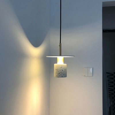 Nordic Style LED Hanging Light Cement Cylinder with Shade Pendant Light for Bedside Coffee Shop
