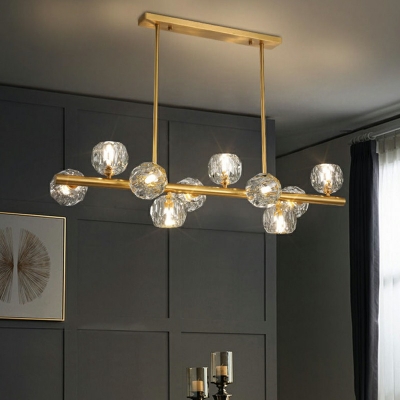 Post-Modern Molecule Island Lighting Kitchen Bar Pendant Lamp with Crystal in Gold