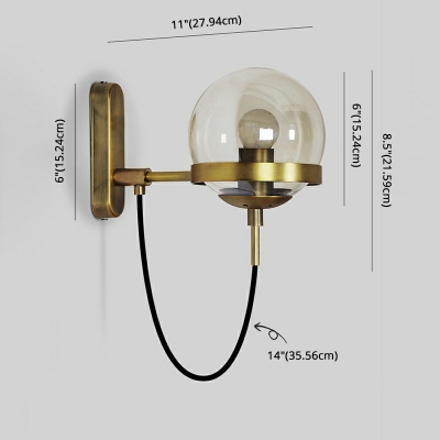 Postmodern Style Globe Wall Sconce Light 1 Head Glass Wall Lamps for Bedroom