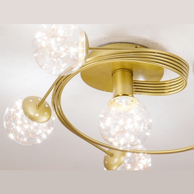 Round Gold Flush Ceiling Light Fixtures 6-Light Modern Style LED Ceiling Flush Light