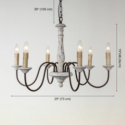 Simple American Style Chandelier 6 Head Ceiling Chandelier for Bedroom Dining Room